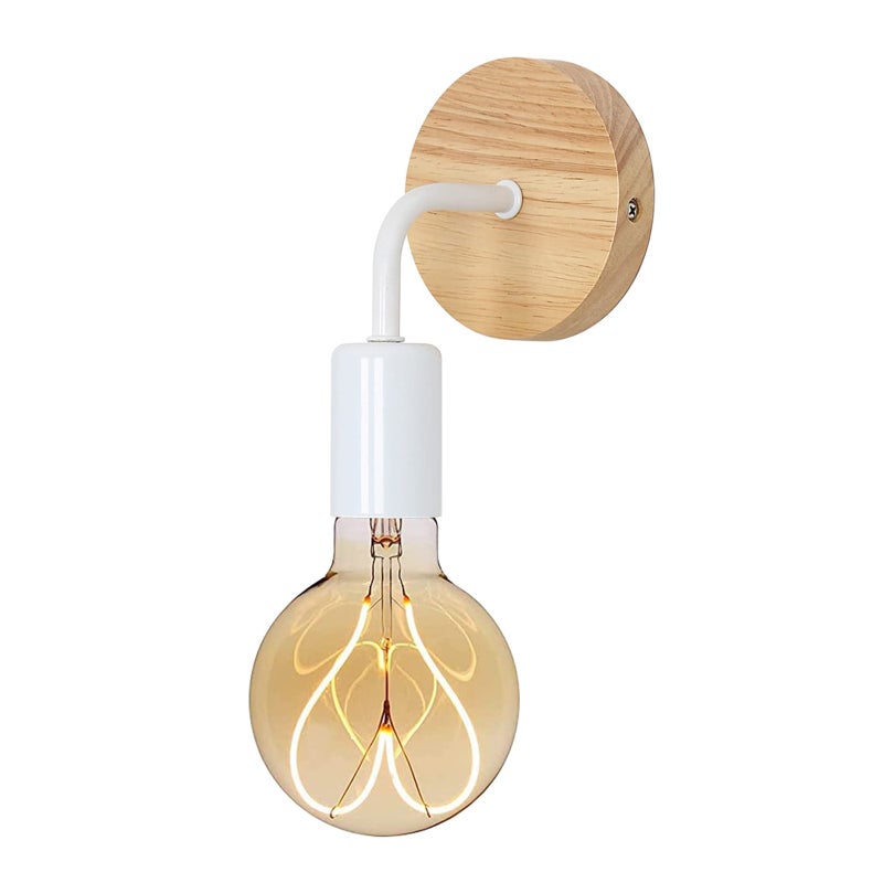 Kinkiet w stylu retro, prosta i nowoczesna wewnętrzna lampka nocna LED, 6*6 cm, khaki biały, oprawka na żarówkę E27, źródło światła nie jest dołączone