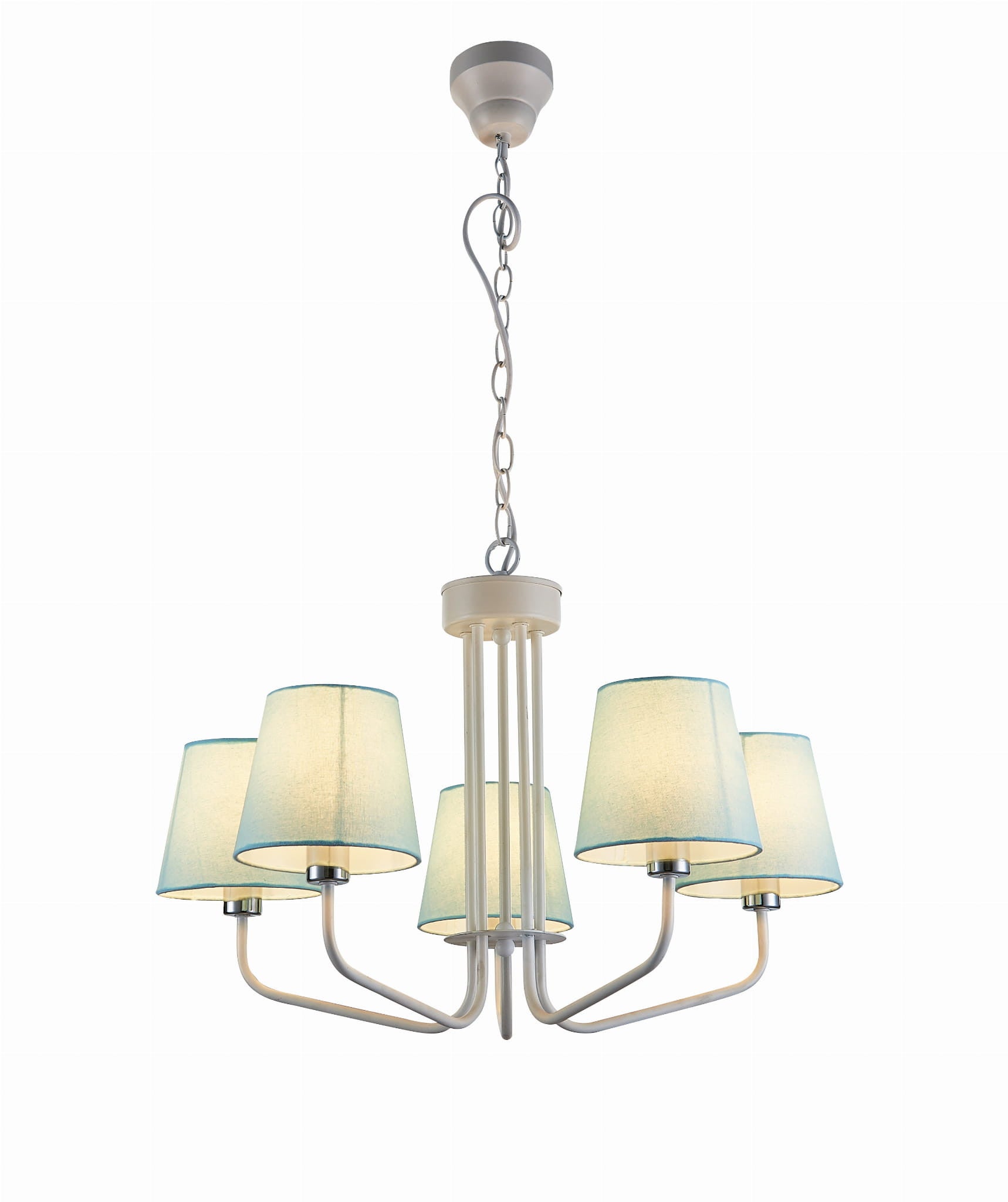 Lampa wisząca York biało-niebieska 5xE14x60W wym: 44 x 72 x 72 cm metal Candellux