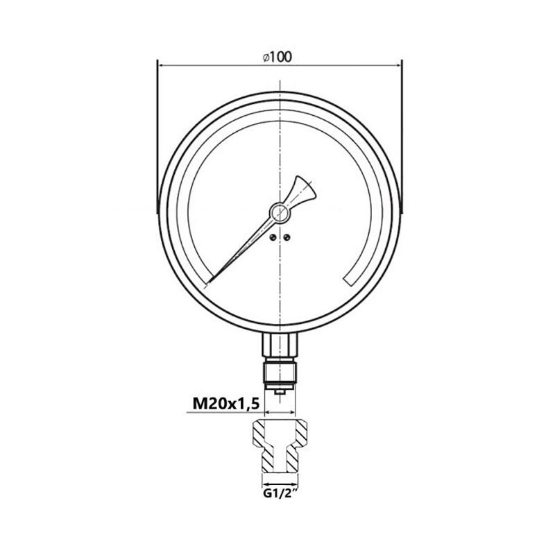 Manomètre De Pression D’eau Ou Huile 60mm 6bar 86psi Bspt 1/4