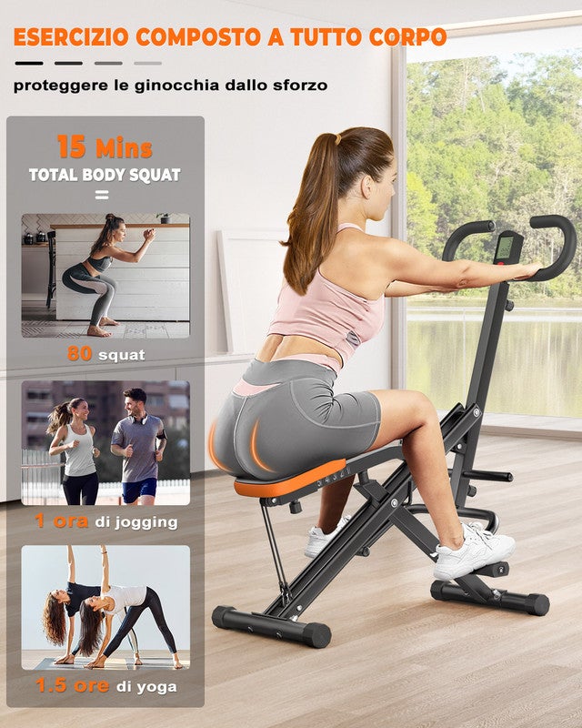 Máquina de agachamento, auxílio de agachamento RATTANTREE para quadris e pernas, fácil instalação, dobrável, com alças ergonômicas, com display LCD - 3