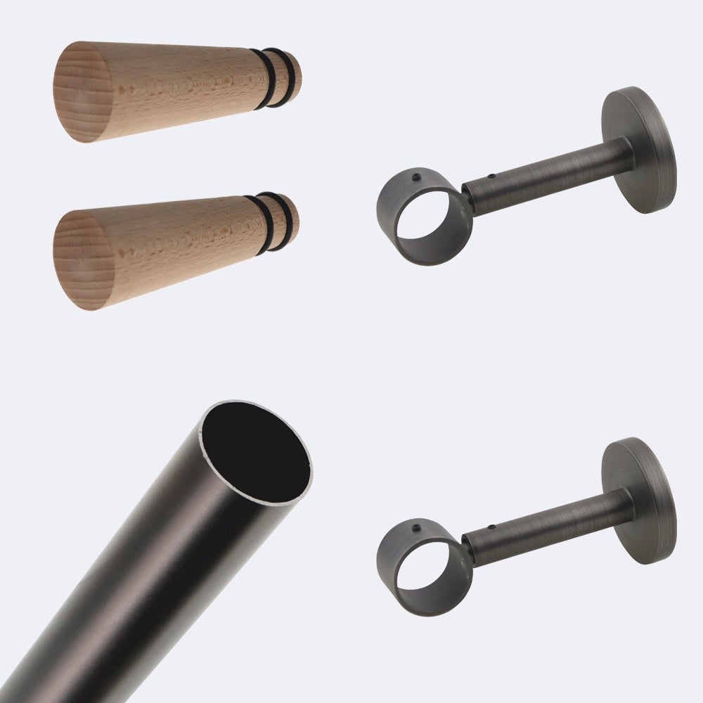 bastone per tende con accessori colore AVORIO ANTICO tubo cm 100 150 200 240 400