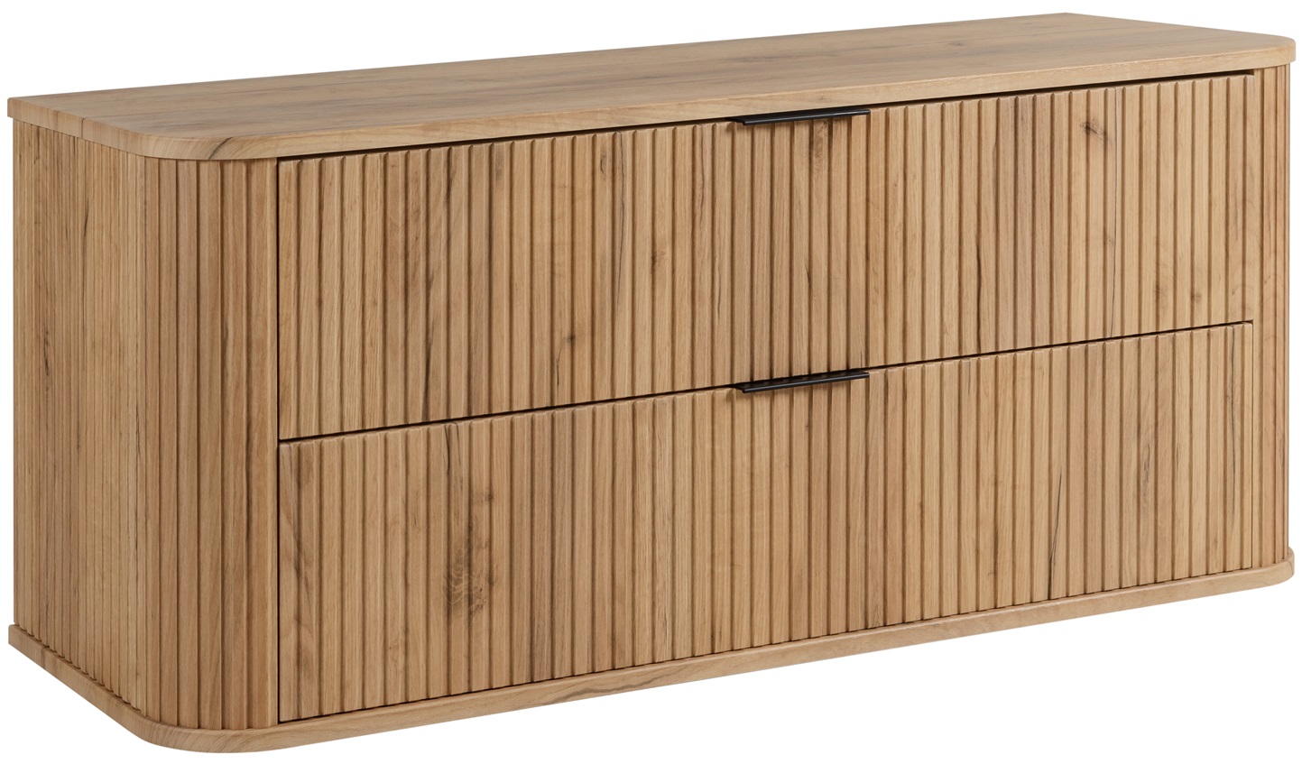 Szafka łazienkowa GLAMOUR 120 cm DĄB CRAFT wisząca ryflowana 2 szuflady SOFT CLOSE + 2 kolory uchwytów