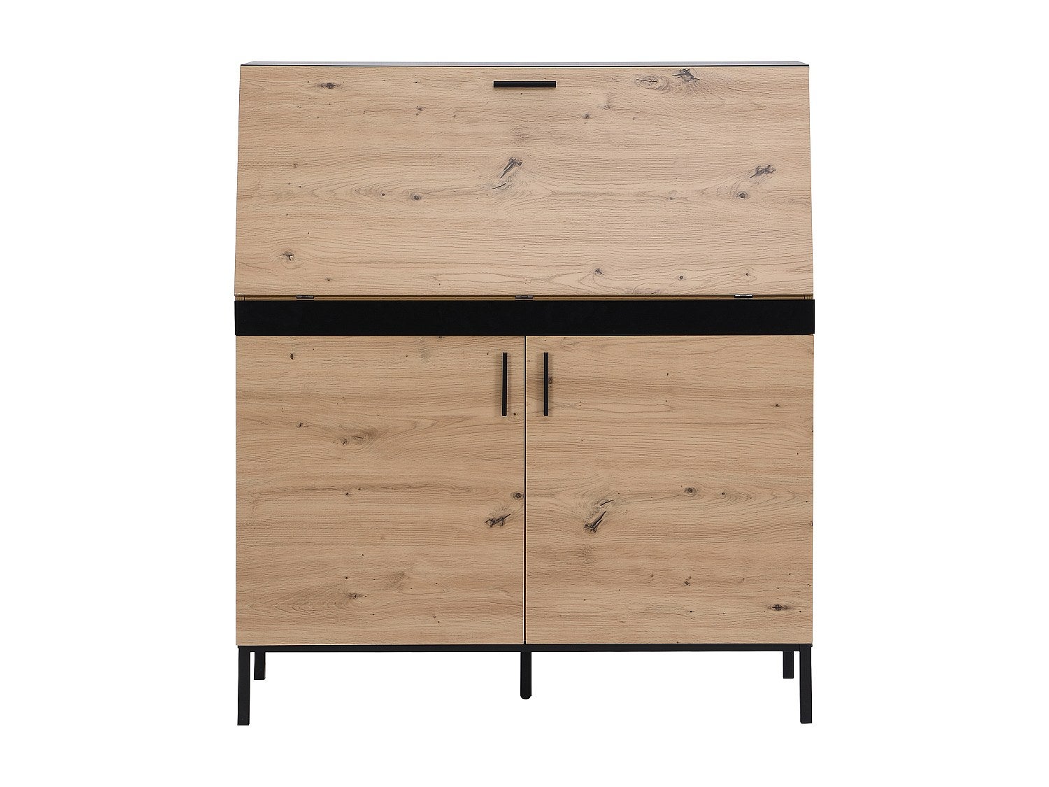 Secrétaire avec 2 portes - MDF - Naturel et Noir - MALEDA - 3