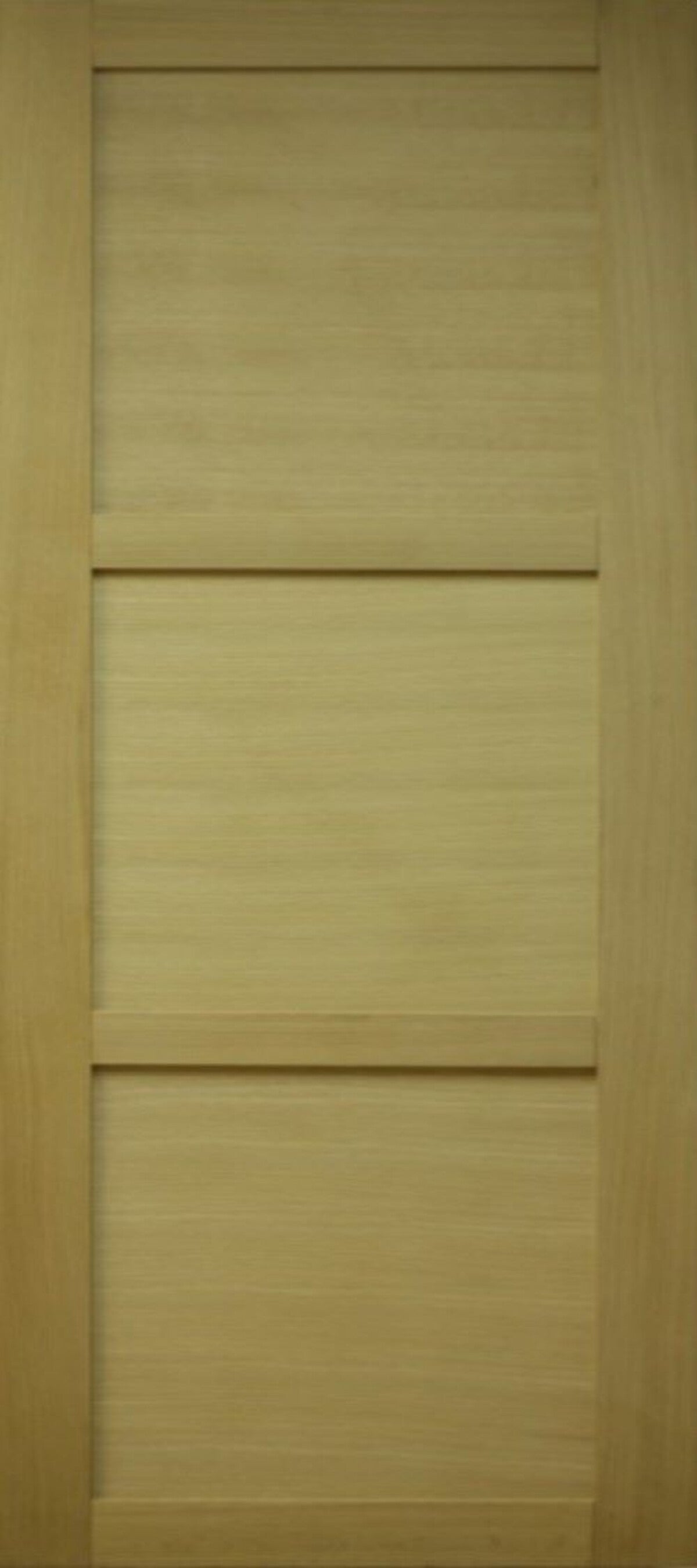 Porte Coulissante Bois Ayous 3 Panneaux H204 X L73 + Rail Alu Bandeau Blanc Et Coquilles Gd Menuiseries - 2