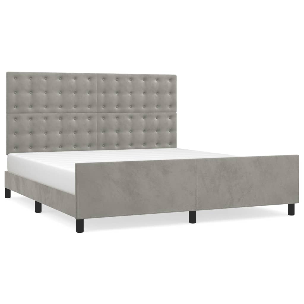 Cadre de lit sans matelas gris clair 160 x 200 cm en velours - 2