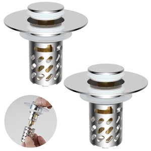 Drain Magic - Bouchon Universel 2 En 1 Avec Filtre, étanche, Pour Lavabo, Baignoire, Douche (argenté)