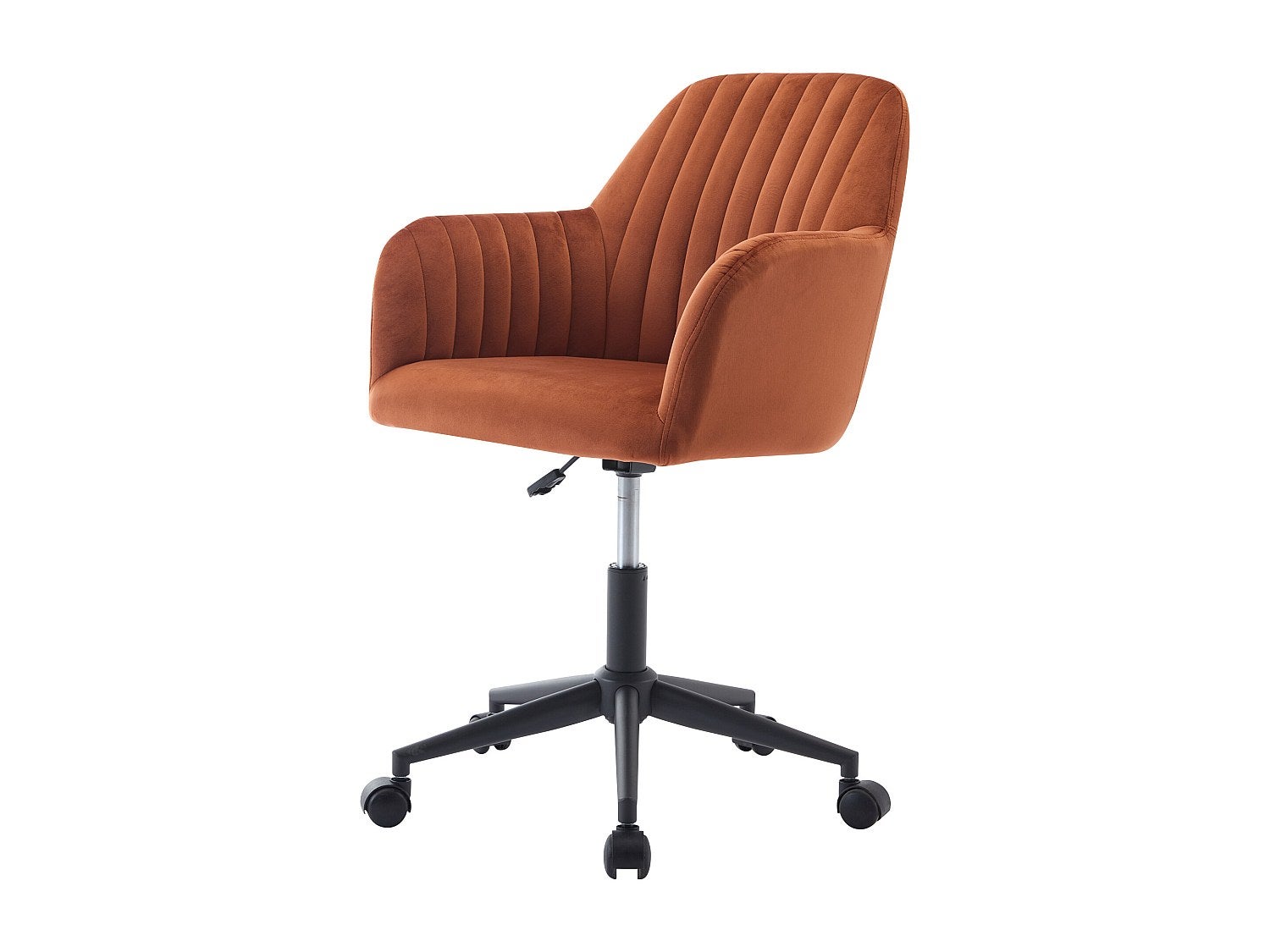Chaise de bureau - Velours - Terracotta et noir - Hauteur réglable - ELEANA - 4