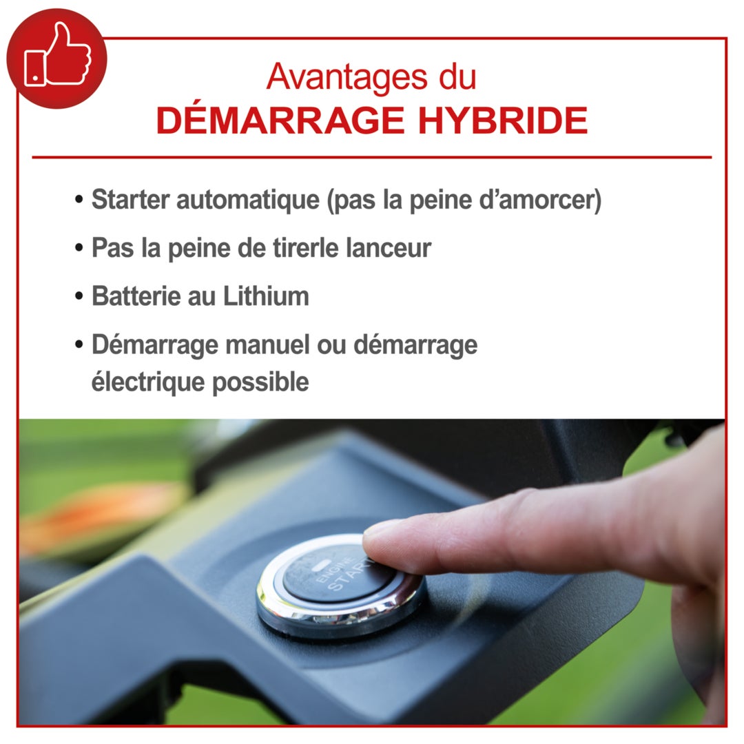 Scheppach Tondeuse thermique hybride MS225-56E - 224 cm3 - largeur de coupe 56cm - hauteur de coupe 25-75mm - bac 65L - 1 bat 2Ah + chargeur inclus - 3