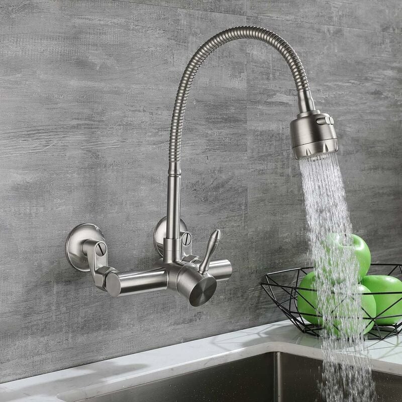 Mitigeur Mural Cuisine Acier Inox 304 – Rotation 360°, Montage 6.3-24cm, Robinet Durable et Hygiénique - 3