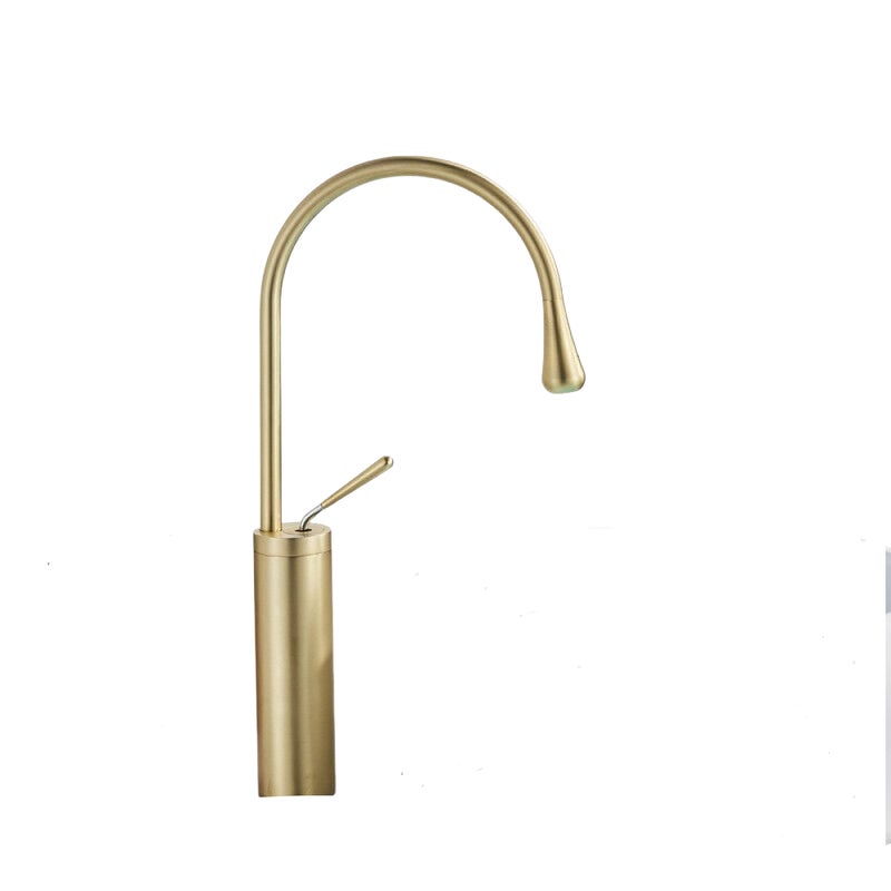 Bateria łazienkowa, bateria umywalkowa w kolorze szczotkowanego złota, ciepła i zimna woda, styl ekskluzywny