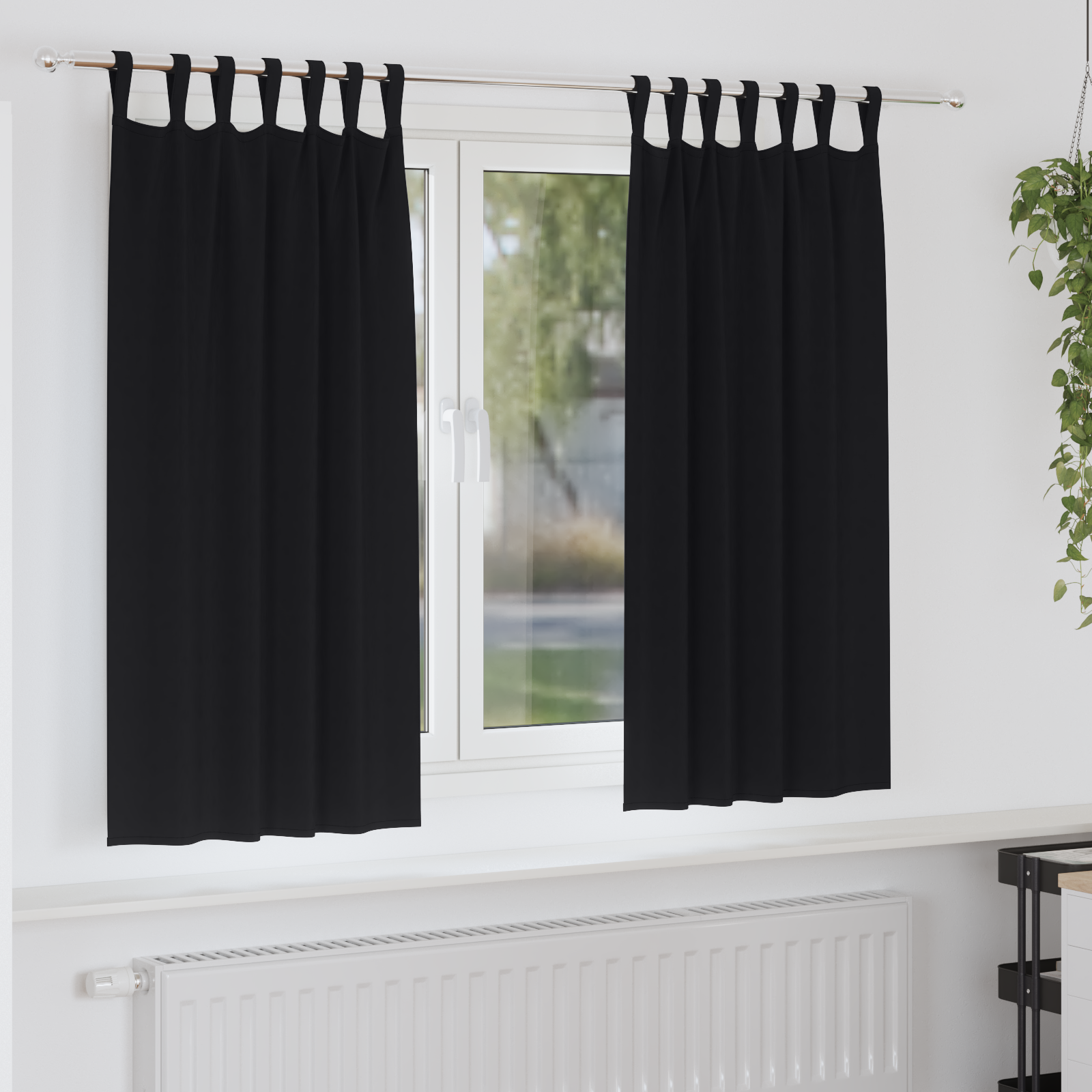 Firany blackout z kółkami 2 pcs Czarny 175 x 140 cm Poliester vidaXL