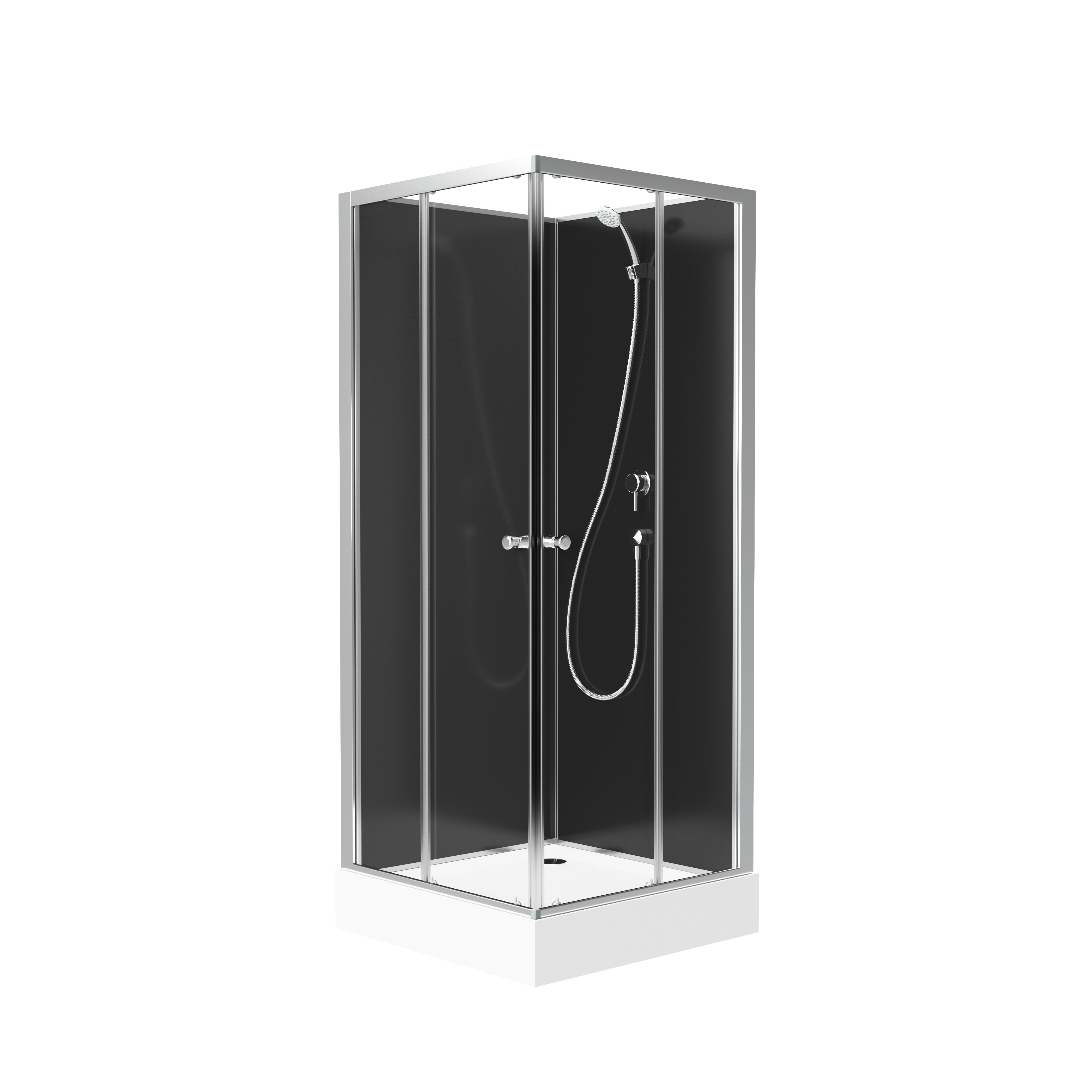 Schulte cabine de douche intégrale, 80x80x195 cm, carré, verre 4 mm, cabine de douche complète, portes coulissantes, aspect chomé, Chypre, 2ème Choix - 2