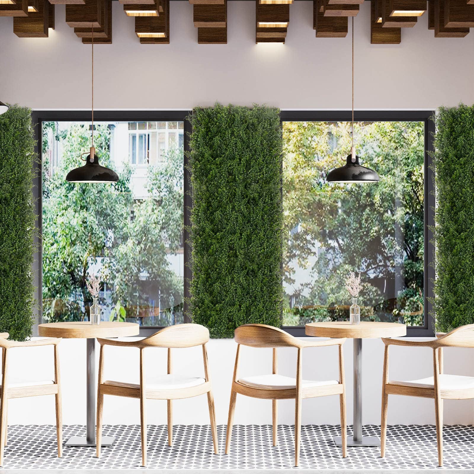 Décoration végétale artificielle, mur végétal simulé, décoration murale de fond artificielle 50 x 50 cm, quatre étages Milan - 4