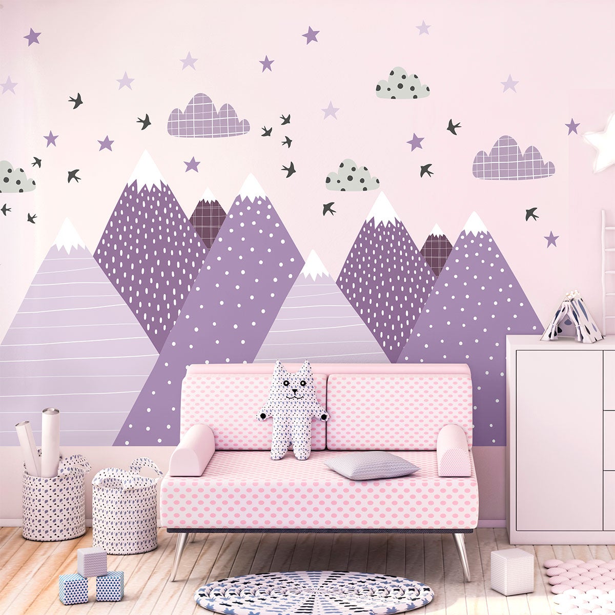 Vinilo niño escandinavo de montaña manoka - adhesivo de pared - revestimiento sticker mural decorativo - 90x135cm - 7