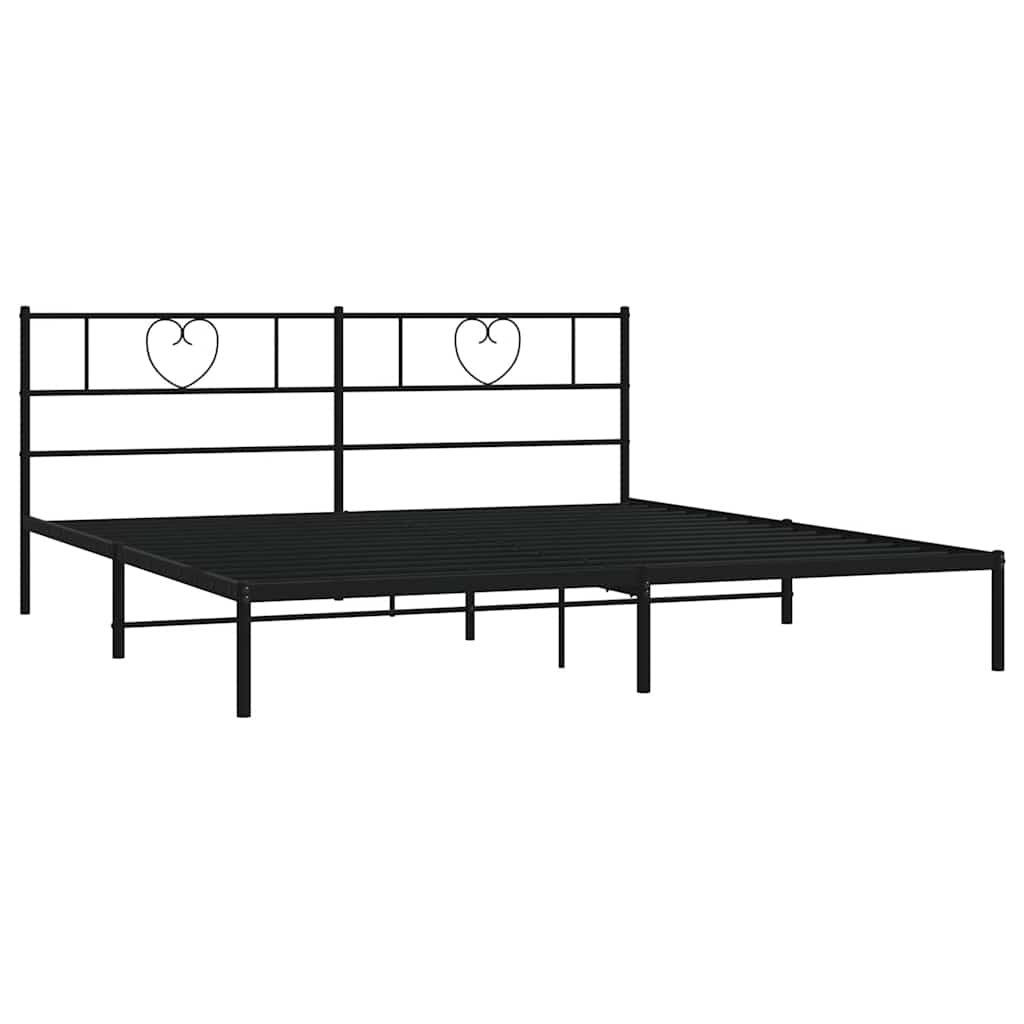 Estructura cama sin colchón con cabecero metal negro 183x213 cm vidaXL - 4