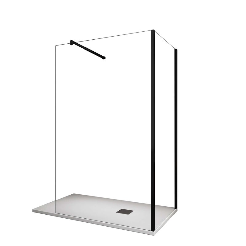 Ścianka prysznicowa Walk-in narożna z podwójnym szkłem 8 mm, montaż odwracalny, czarny mat - 100X120 montaż odwracalny