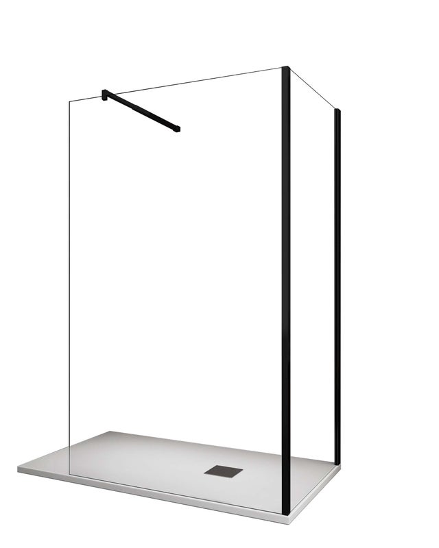 Paroi de Douche d'Angle à l'italienne en Verre Transparent 8MM - Cadre Noir 70x100