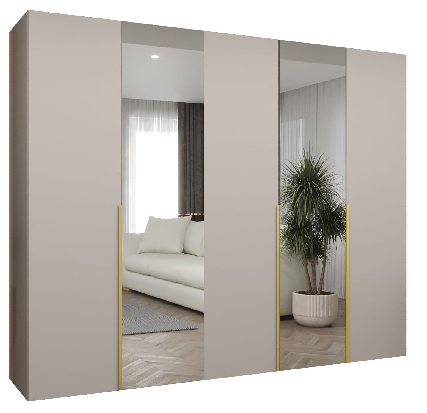 Szafa uchylna otwierana Alicante 2 250 x 52 x 202 cm kaszmir + u. złoty Abiks Meble
