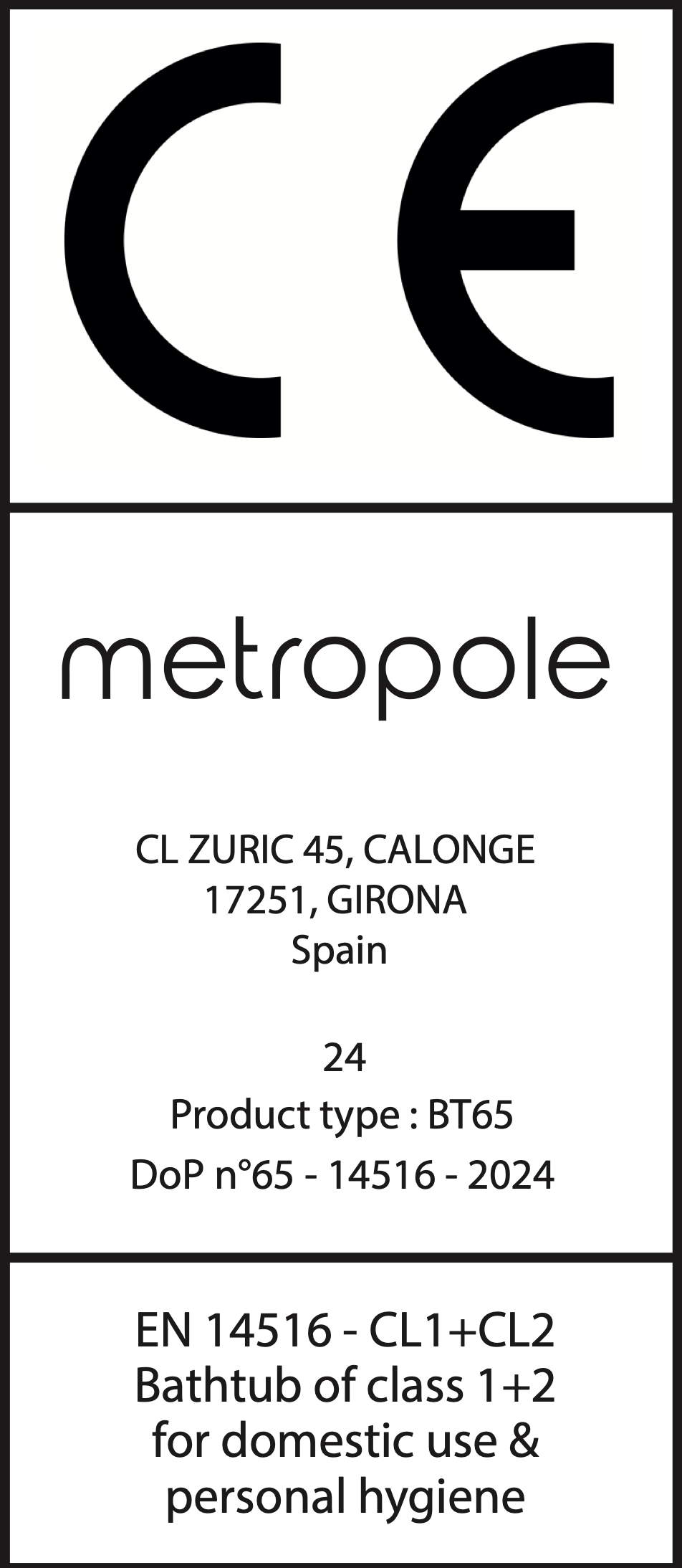 METROPOLE - Bañera exenta HUDSON blanco - 150x75cm - 9