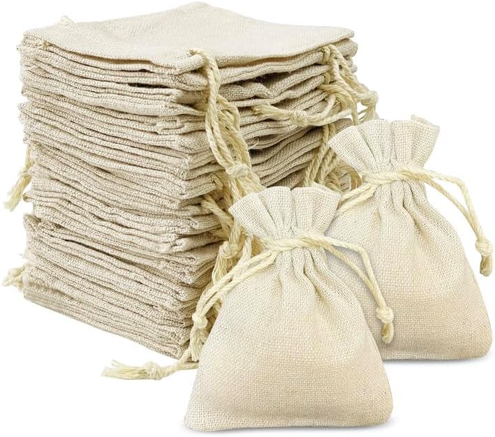 24 małe torby materiałowe (20 x 30 cm) ze ściągaczem, wielokrotnego użytku torby lniane, torby materiałowe na wesela, imprezy, biżuterię, słodycze
