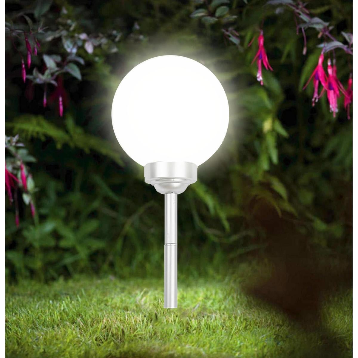 Ogrodowa lampa solarna kula mleczna średnica 30 cm - 8