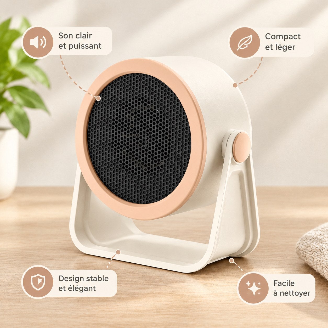 Mini radiateur soufflant petit soleil, design compact avec grille ...