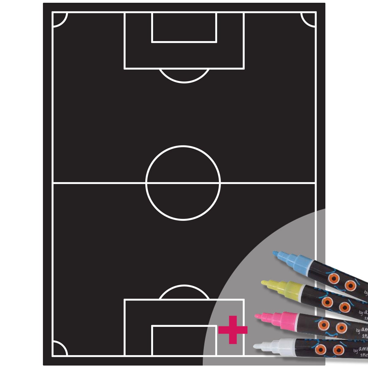 Adesivo lavagna campo da calcio + 4 gessi liquidi - Sticker adesivo - adesivi murali - 70x55cm - 4