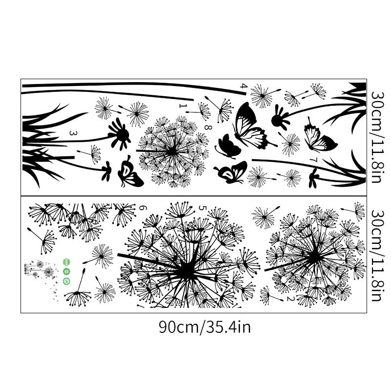 Adesivi Murali Dente Di Leone Con Fiori E Farfalle – Decorazione Da Parete Autoadesiva Per Cameretta, Soggiorno O Camera Da Letto