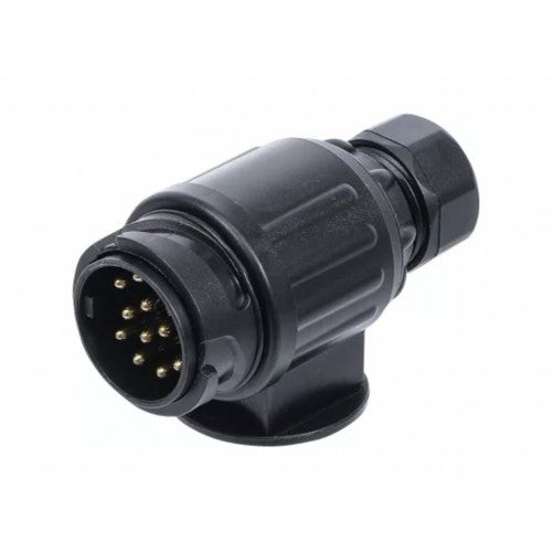 Prise Remorque 13 Broches 12V étanche QWORK - Connecteur Mâle Avec Cache, Pour Caravane, Voiture, Bateau, Cosses Laiton Nickelé - 8