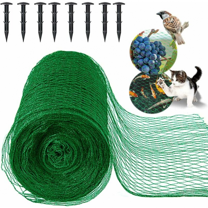 Siatka przeciw ptakom 4 x 20 m do ochrony drzew owocowych, warzyw, kwiatów, upraw, grochu i fasoli, drobne oczka 15 x 15 mm