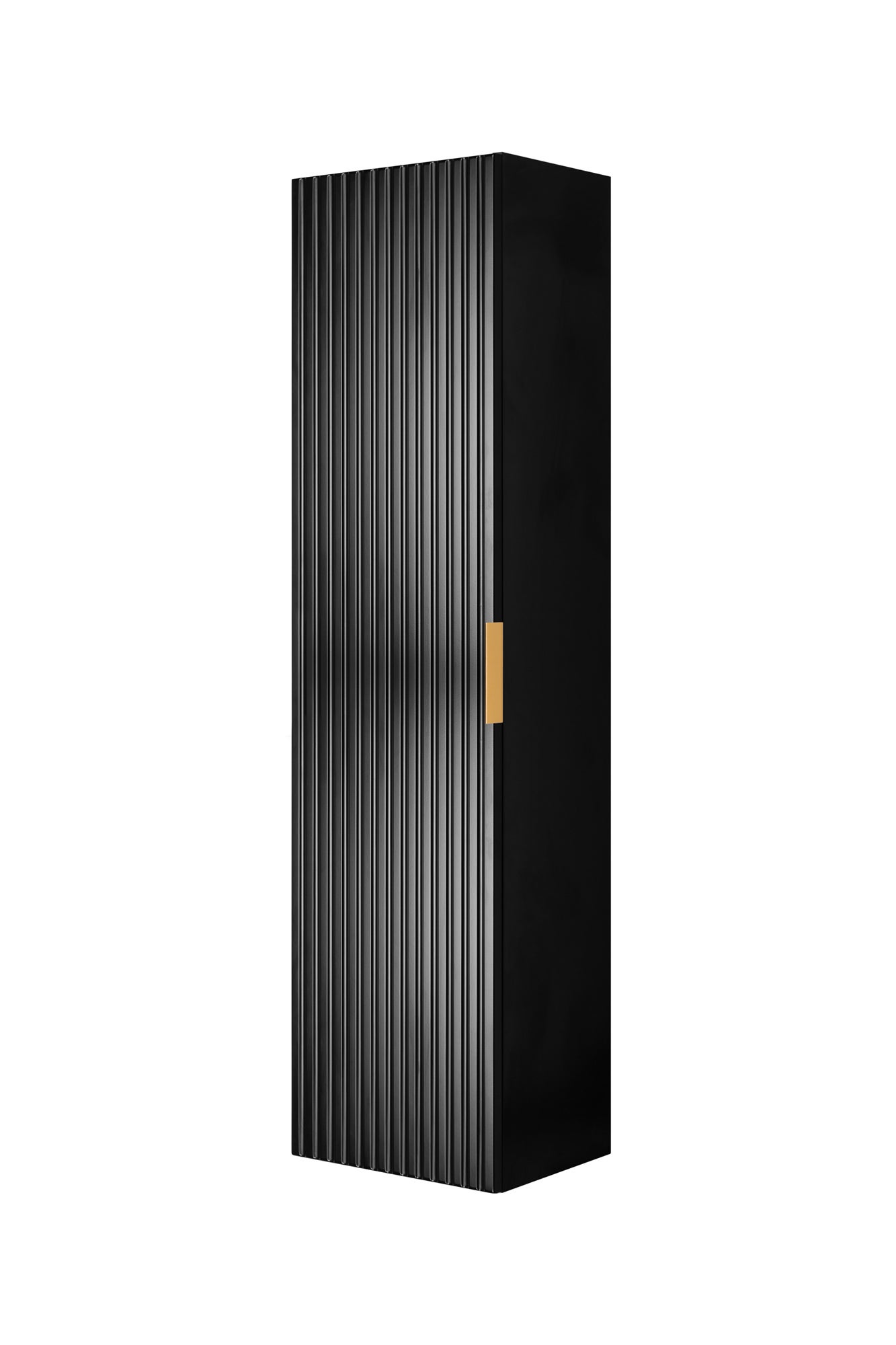 Słupek łazienowy FLOW 35 x 136 cm czarny 2 kolory uchwytów w zestawie ryflowane fronty