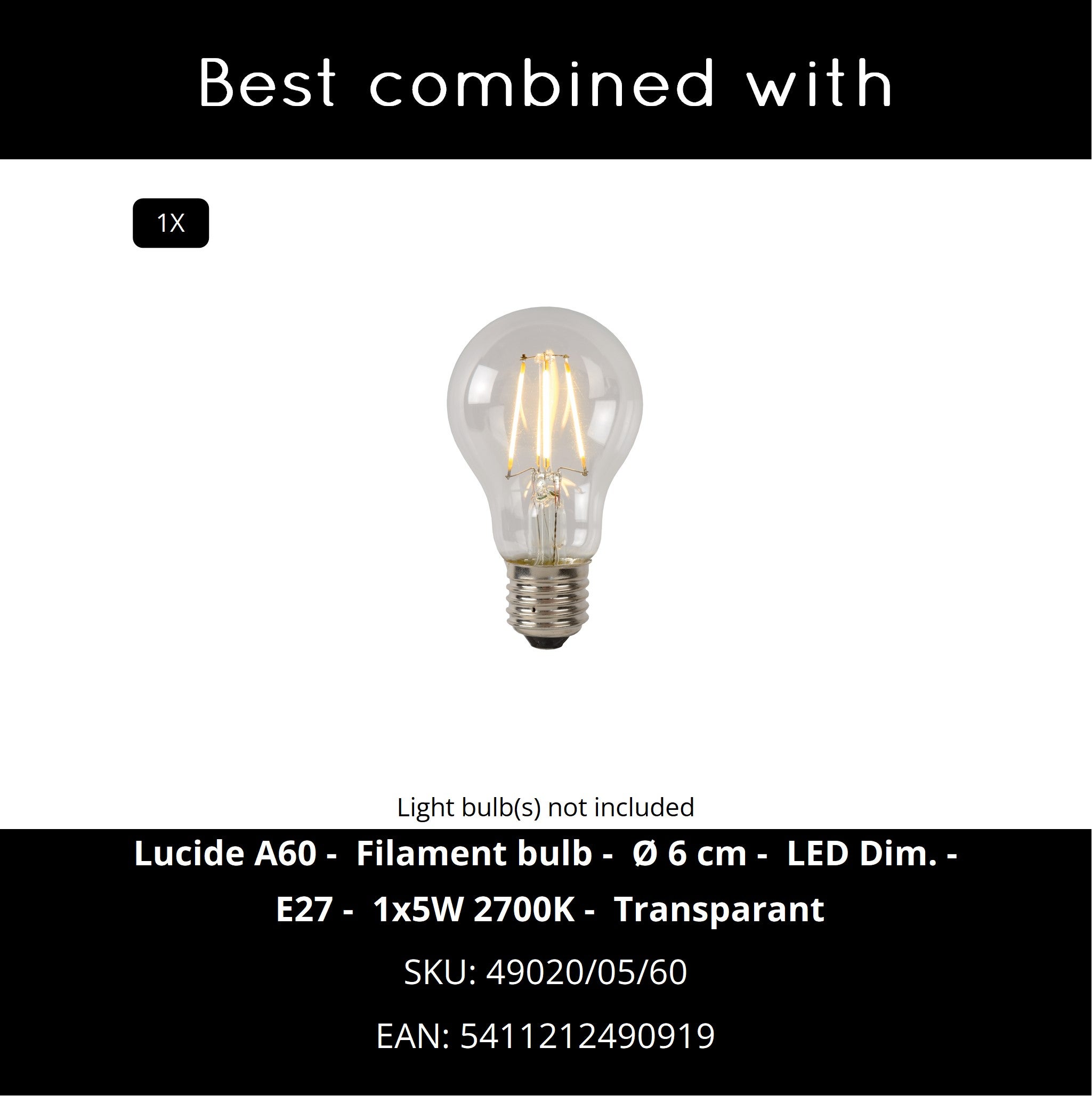 Lucide ERYN - Suspension - Ø 20 cm - 1xE27 - Chrome - 8