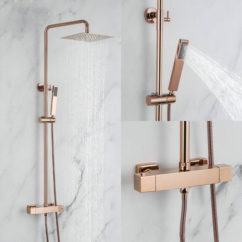 COLUMNA DE DUCHA TERMOSTÁTICA EN LATÓN ORO ROSA (COBRE) SC428 COLECCIÓN PENEE - 3