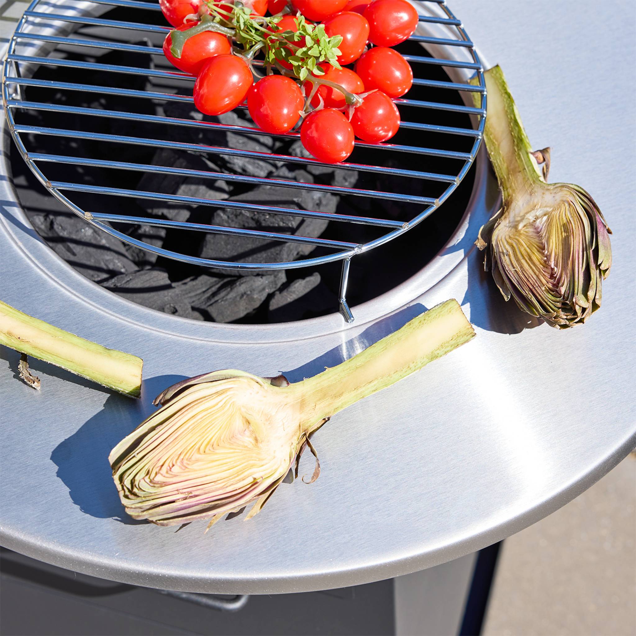Brasero barbecue Ø59cm noir avec grille de cuisson et espace de rangement - Izalco - 6