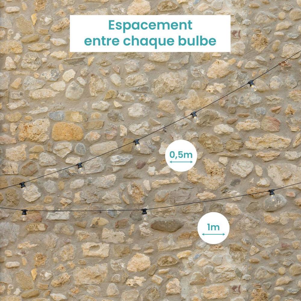 Guirlande lumineuse électrique d'extérieur avec 20 ampoules,Ampoules LED non remplaçables deux guirlandes lumineuses de 5 m - 5