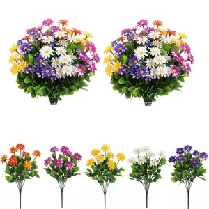Generico fiori artificiali per esterni, piante artificiali resistenti ai raggi UV per decorazioni da giardino, portico, patio, finestre, cortile, senza sbiadimento. (White,7