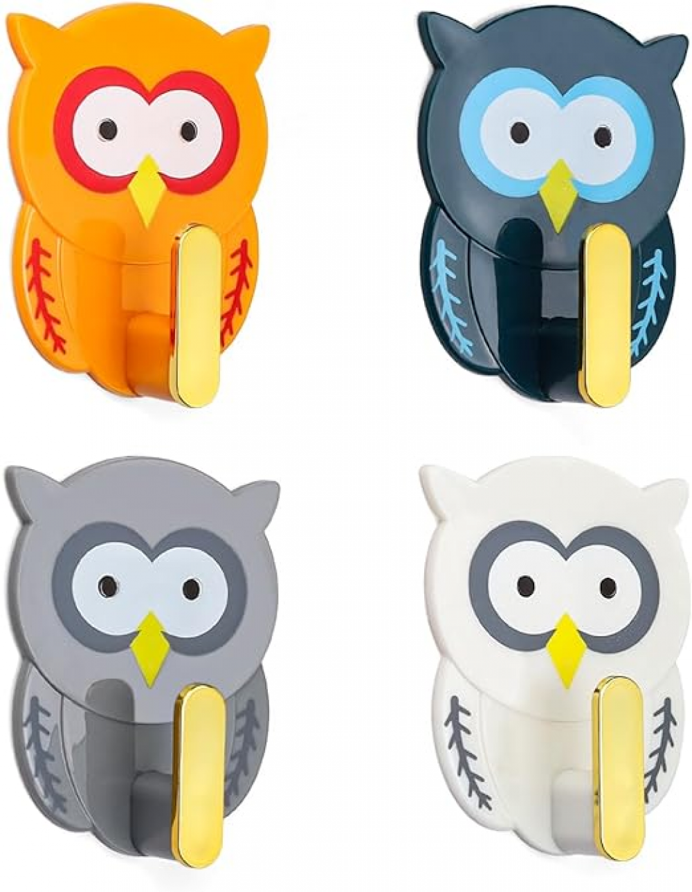 4 sztuki haczyków sowa, haczyki samoprzylepne dla dzieci, wieszak ścienny bez wiercenia, wieszaki ścienne do szafy dziecięcej, do łazienki, kuchni
