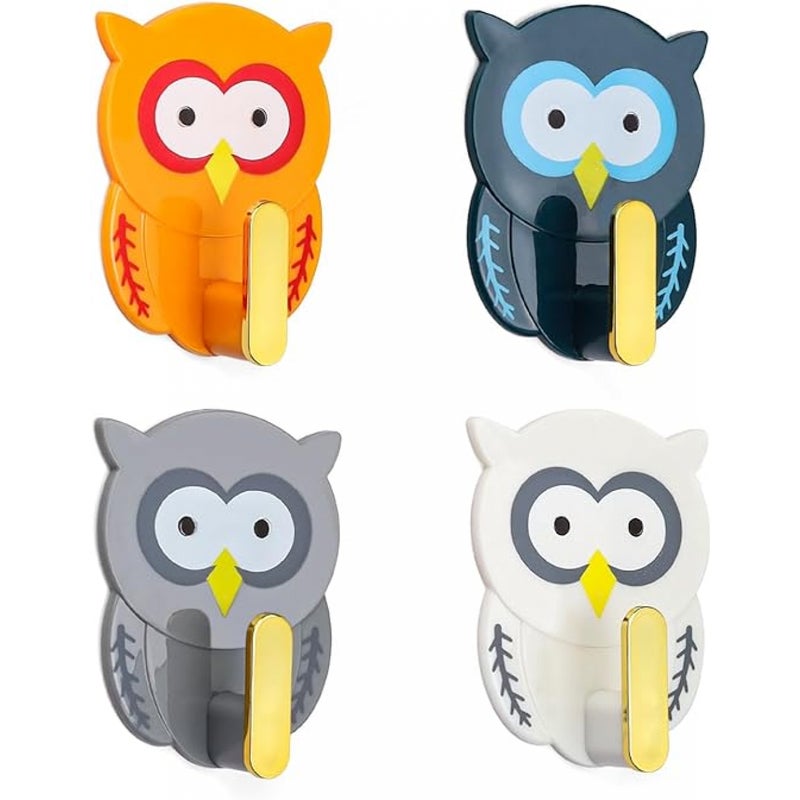 4 sztuki haczyków sowa, haczyki samoprzylepne dla dzieci, wieszak ścienny bez wiercenia, wieszaki ścienne do szafy dziecięcej, do łazienki, kuchni
