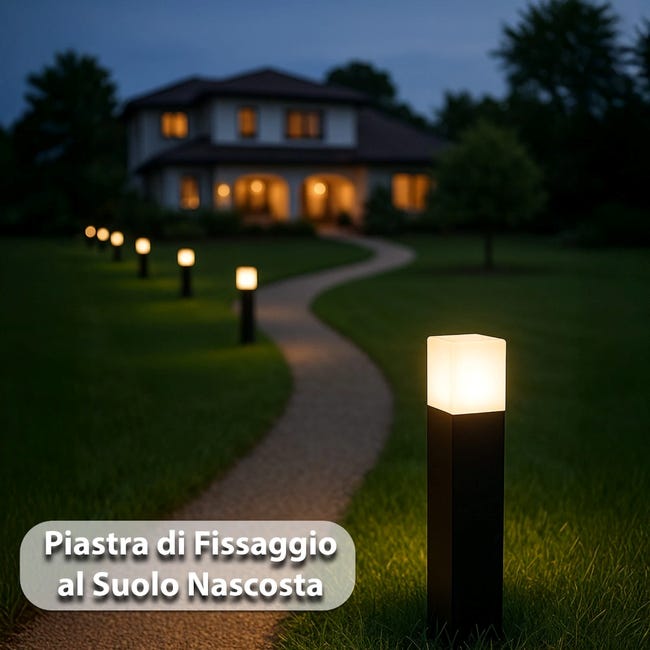 Lampione Da Giardino 2 Lampade E27 In Alluminio Bronzo - Illuminazione Esterna IP44, 220 Cm - Foto 5