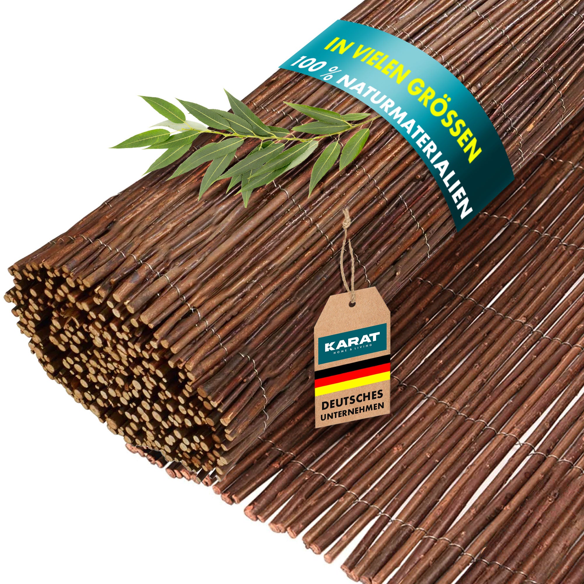 Canisse En Écorce Naturelle - Brise-vue 100x300 Cm - Pour Balcon, Terrasse, Jardin - Naturel Et Robuste
