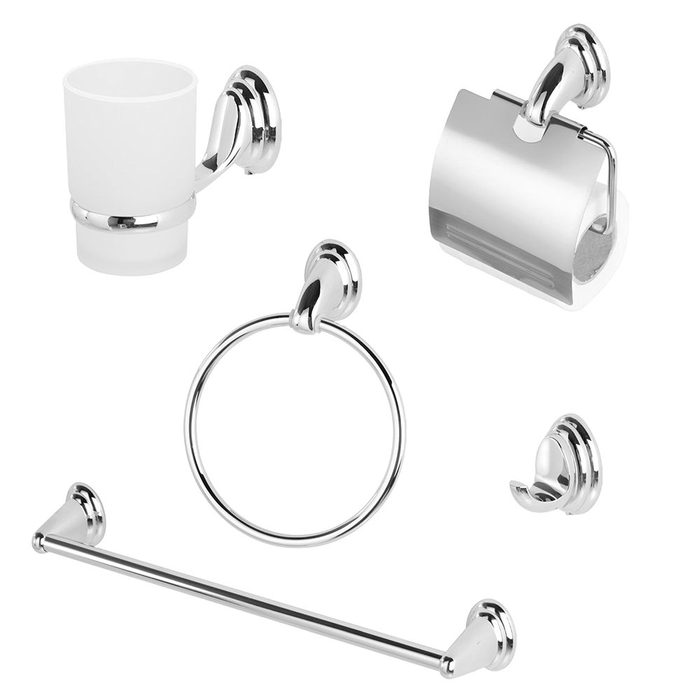 Set De 5 Accesorios De Baño Acero Inoxidable Negro Y Plata | Cuotas Sin