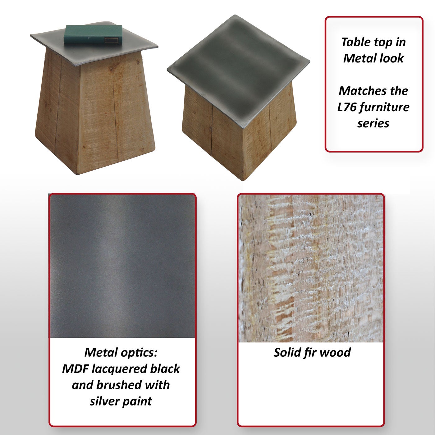Stołek HWC-L76, stołek drewniany, przemysłowe lite drewno z certyfikatem MVG, naturalny o wyglądzie metalu - 7