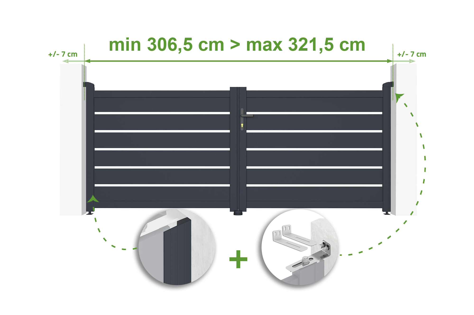 Brama skrzydłowa regulowana szerokość 3m VOGEL H.120cm szara aluminiowa