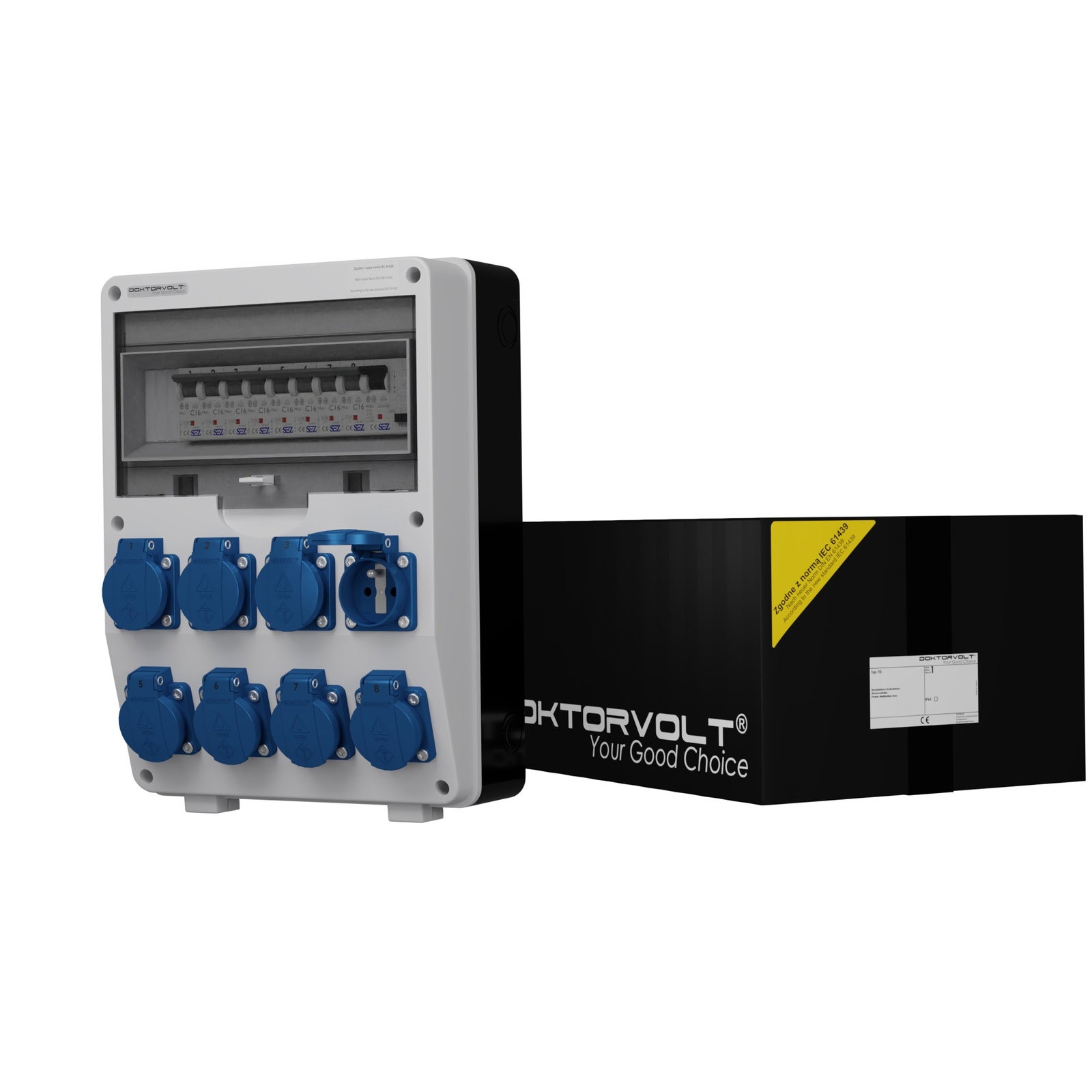 Rozdzielnica budowlana TD-S/FI 8x230V gniazda Mennekes Doktorvolt DV-0373-F