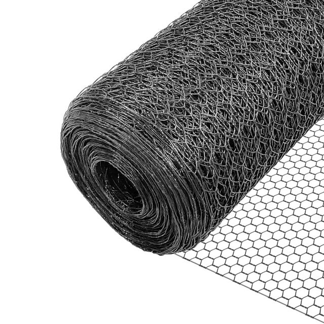 Grillage métallique gainé de PVC gris - Maille 13mm - 1x50M - Filet de clôture pour poulailler - VOUNOT®