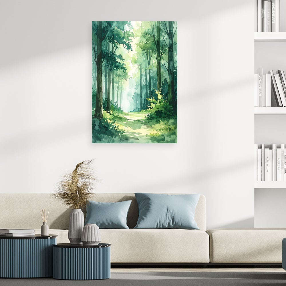 Obraz do salonu sypialni biura, Zielony Las Krajobraz Natura w Stylu Scandi Boho 40x60 - 2
