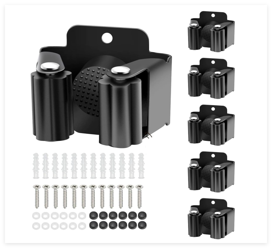 Lot De 6 Supports Muraux Pour Ballon – Métal Noir, 23,5x14x4,5 Cm, épaisseur 6 Mm, Avec Vis Et Chevilles, Pour Foot, Basket, Volley