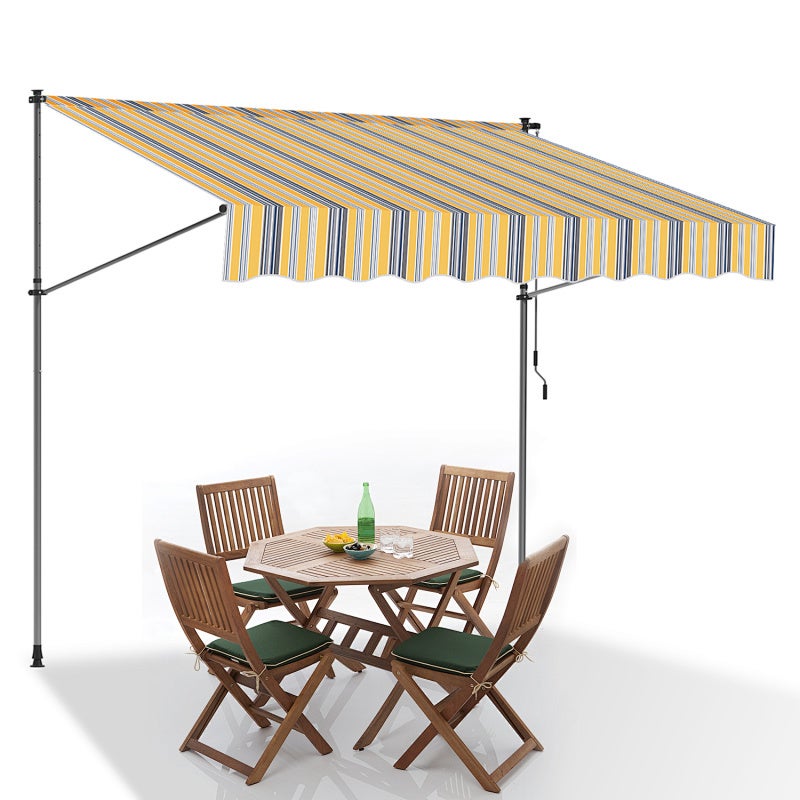 Toldo de balcón amarillo y azul, 400x120 cm, retráctil, protección uv, para terraza