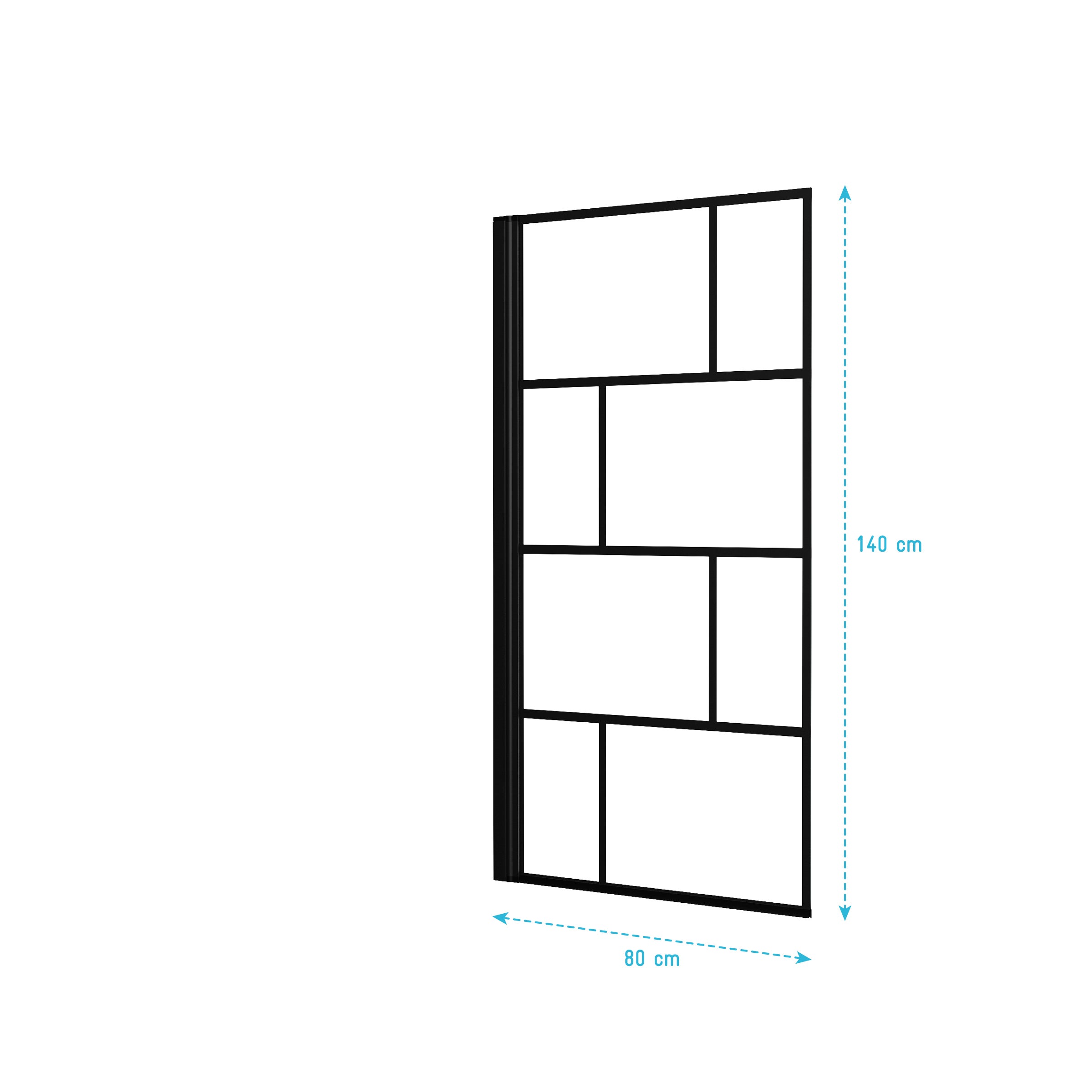 Pare baignoire rabattable sérigraphié 80x140 cm - Finition Noir Mat - BLOCKS SCREEN - 5