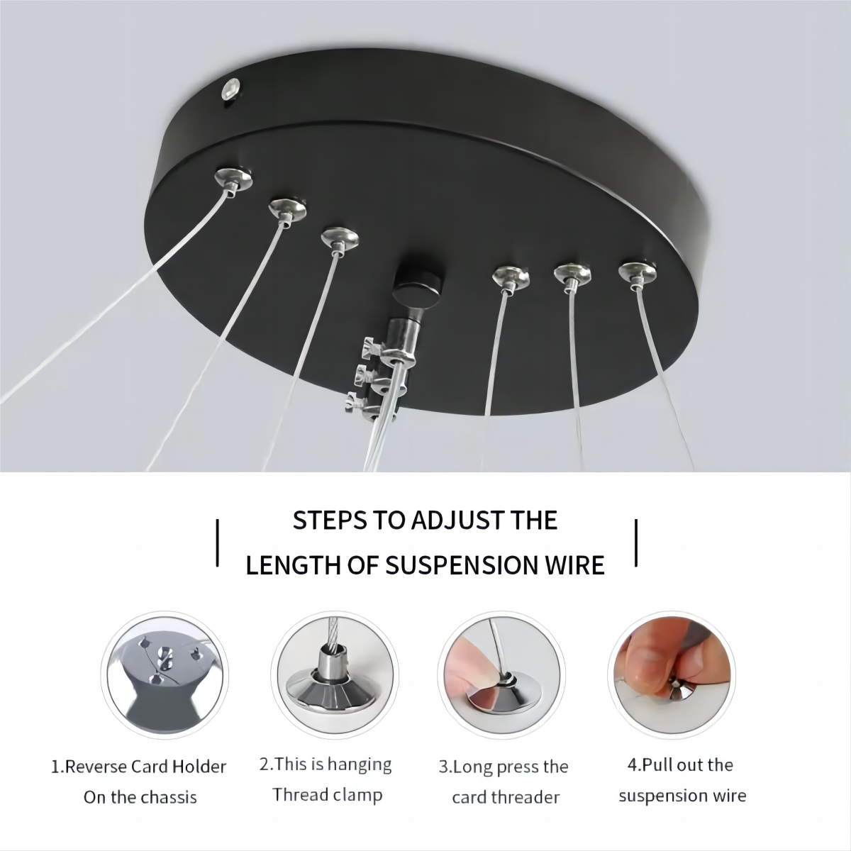 Suspension Lustre LED 76W Aiskdan, Noir, Aluminium, Dimmable, 60*60*85 CM, Pour Salon - 7